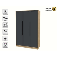 Шкаф распашной Тренд КТ-Ш3 (Дуб золотой ЛДСП/ Пепел ЛМДФ) Ш1360 В2128 Г547